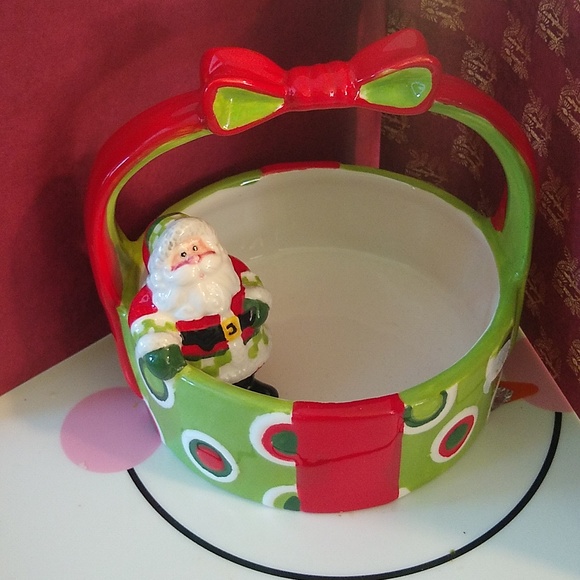 SANTA CANDY DISH FITZ & FLOYD CERAMIC 5 X 5 INCHES - Picture 1 of 10
